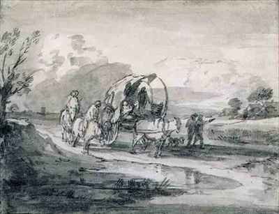 Open Landscape with Herdsman and Covered Cart