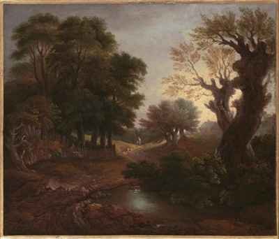 Wooded Landscape with Drover and Cattle and Milkmaids