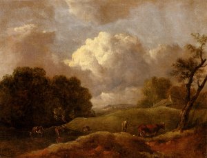 An Extensive Landscape With Cattle And A Drover