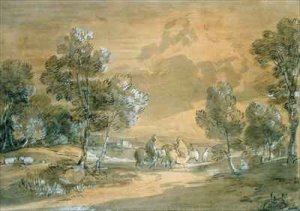 An Open Landscape with Travellers on a Road