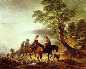 Open Landscape with Mounted Peasants